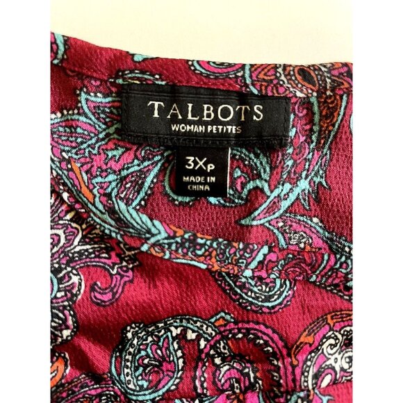 Talbots Woman's size 3XP Blouse Burgundy Paisley long sleeve - Picture 4 of 12
